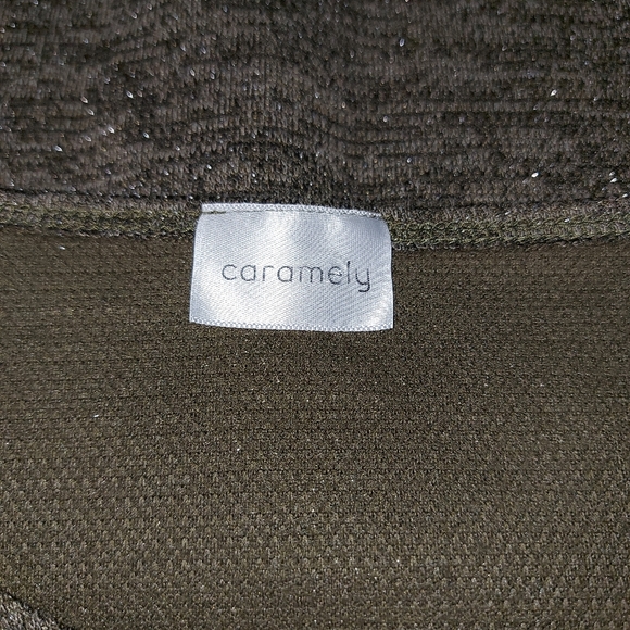 Caramely Pullover Sweater Large Olive Green Shimmering MADE IN CANADA - Picture 4 of 8